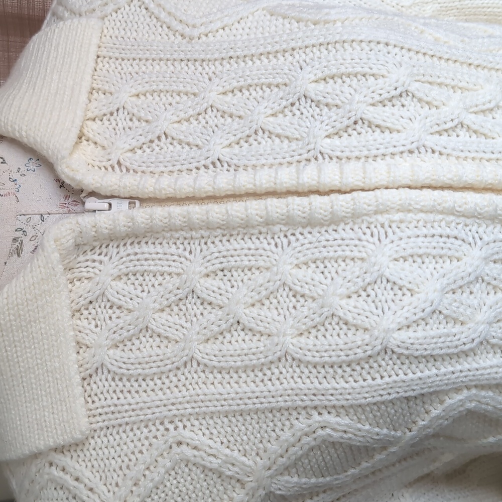Vintage Men's Cream Cable Knit Cardigan Traditionalist Sportswear Grandpacore XL - Picture 4 of 9